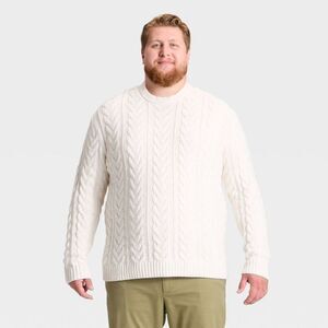 Goodfellow & Co - Men's Big & Tall Cable Crewneck Sweater - Goodfell Cream